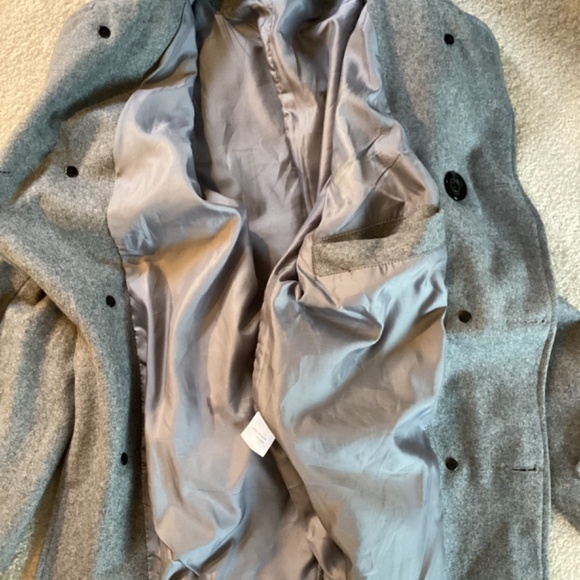 Wool Blend Gray Button Front Coat - Picture 11 of 11